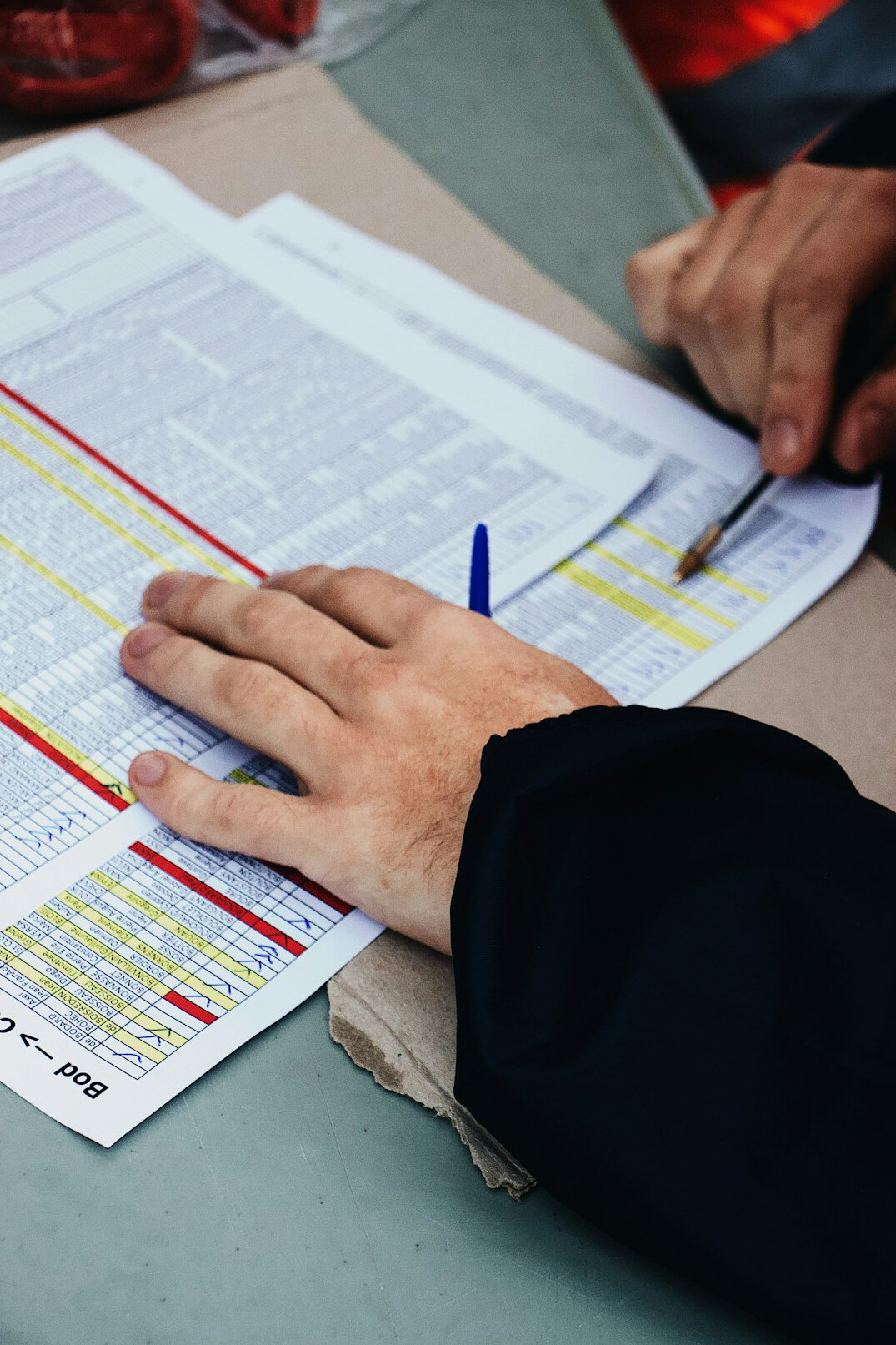 investigator examining documents