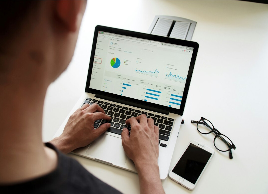 laptop with charts
