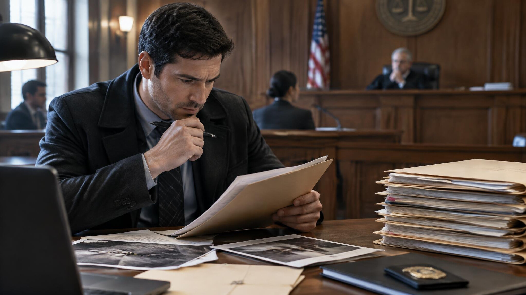 investigator examining documents